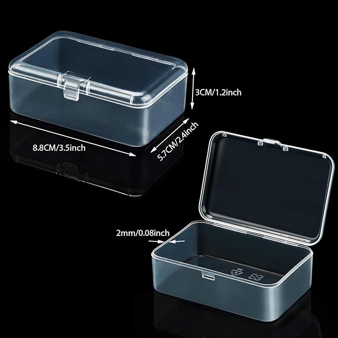 SATINIOR 24 Packs Small Clear Plastic Beads Storage Containers Box with Hinged Lid for Storage of Small Items, Crafts, Jewelry, Hardware (3.5 x 2.4 x 1.2 Inches)