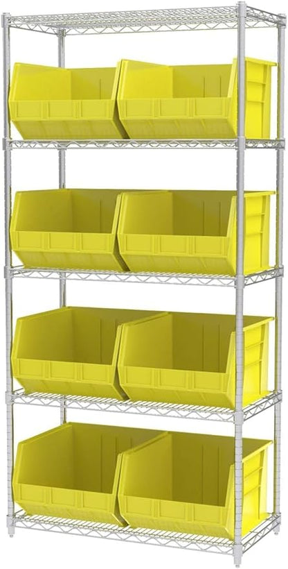 Akro-Mils 30270 AkroBins Plastic Storage Bins, Space-Saving Stackable Bins for Garage, Pantry, Craft Organization, 18-Inch x 16-Inch x 11-Inch, Yellow, 3-Pack