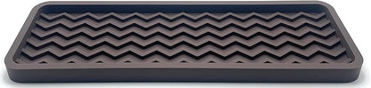 Happitasa Silicone Kitchen Sink Organizer Tray, Sponge Holder and Countertop Protector | Bathroom and Kitchen Soap Dish and Dispenser Tray (Dark Chocolate, 12" x 4", 9.2 Ounces, Zigzag)