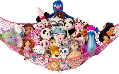Lilly's Love Stuffed Animal Storage Hammock - Extra Large, Corner Hanging Stuffed Animal Net Organizer - Stuffed Animals Toy Storage - Cute Plushie Stuff Animal Holder (Coral)