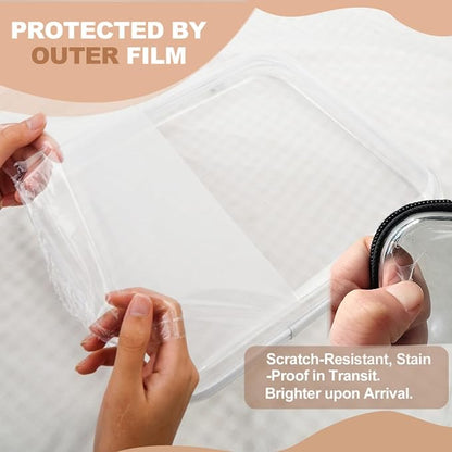 3PCS Clear Hard Shell Zipper Case,Toy Organizers and Storage Box,Clear Toiletry Cosmetic Case,Travel Makeup Bags, Diaper Bag Organizer,Pencil Case,Stackable Portable Transparent Zipper Pouches White-L