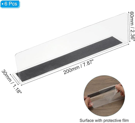 PATIKIL 6 Pack Shelf Dividers for Closet Organization, 7.9x1.18x2.4 Acrylic Magnetic Closets Separator Kitchen Cabinet Shelves Under Bed Blocker for Bedroom Kitchen Office, Clear