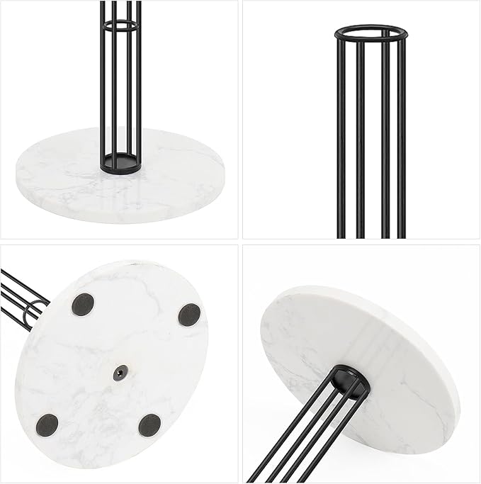 NearMoon Paper Towel Holder Countertop, Sturdy Metal Paper Towel Stand Dispenser with Marble Base, Standard or Jumbo-Sized for Kitchen Counter, Farmhouse, Living Room, Matte Black