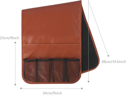IPENNY No-Slip PU Leather Sofa Armrest Organizer, Remote Control Holder Arm Chair Beside Storage Bag for Recliner Couch with 5 Pockets for Tablet, Magazines, Phone (Brown)