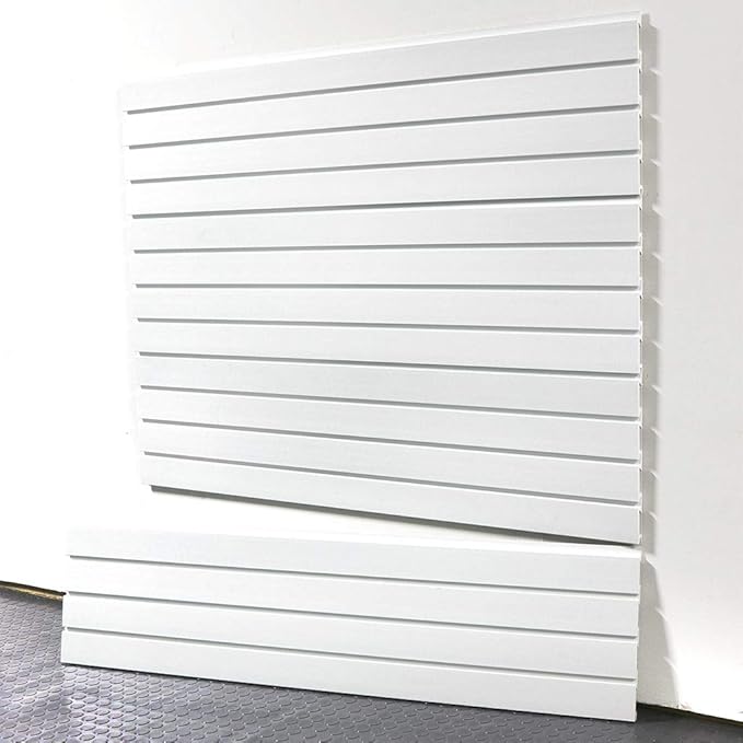 Standard Duty 4' ft. Slatwall Panels (Set of 4 Panels, Covers 16 sq. ft.) (Brite White)