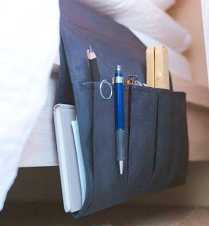 Huji Sofa Chair Armrest Bedside Caddy with Four Pocket Organizer for Remotes and One Hidden Pocket for Books and Magazines - 37” L x 12.50” W(3)