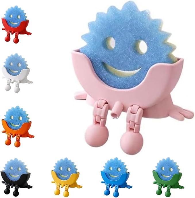 3D Printed Cute Smiley Sponge Holde - With Drainage,Keeps Your Sponge Dry & Smiling,For Cute Smiley Sponge Holder (pink, large size)