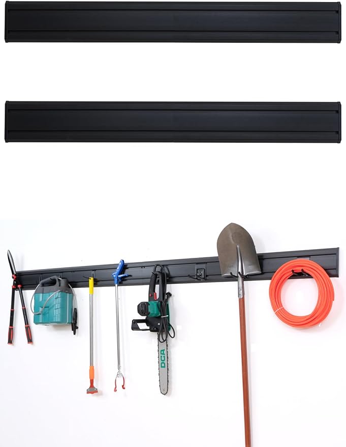 Black Slatwall Panels Garage Wall Organizer Heavy Duty Slat Wall Paneling Garage Tool Organizer Wall Mount 48"L x6"H, 2 Pack, , Easy Installation, Garage Storage and Organization Max Load 650LB