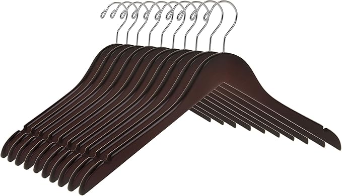 Quality Semi Curved Mahogany Wooden Suit Hangers, 80-Pack Smooth Finish Solid Wood Coat Hanger with Swivel Hook, Jacket, Pant, Dress Clothes Hangers Mahogany, 80