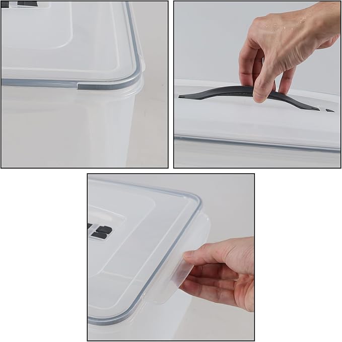 Yuright 4 Packs Airtight Food Storage Container, 15 Quart Clear Latching Storage Bin with Seal Lid, Sealed Fresh Keeping Box