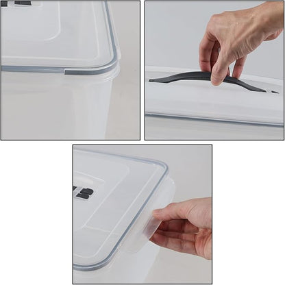 Yuright 4 Packs Airtight Food Storage Container, 15 Quart Clear Latching Storage Bin with Seal Lid, Sealed Fresh Keeping Box