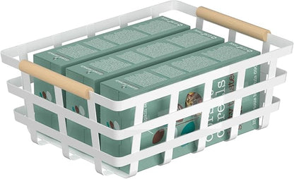 Wire Metal Baskets Farmhouse Baskets Storage Organizer Farmhouse fruit Bin Metal Wire Food Storage Basket Organizer for Kitchen Cabinets, Pantry