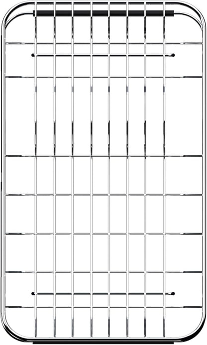Stainless Steel Dish Drying Rack(15"L x 8.3"W x 4.2"D), Expandable Fruit & Vegetable Drain Rack over Sink, Dish Drainer Rack in Sink, with Stainless Steel Utensil Holder & 16" Silicone Mat