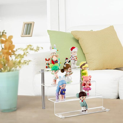 LileZbox 9 x 6 in Acrylic Display Risers Shelf for Pops Figures, 4 Tier Perfume Organizer Stand, Dessert Shelves for Party, Clear Display stand for Decoration and Organizer