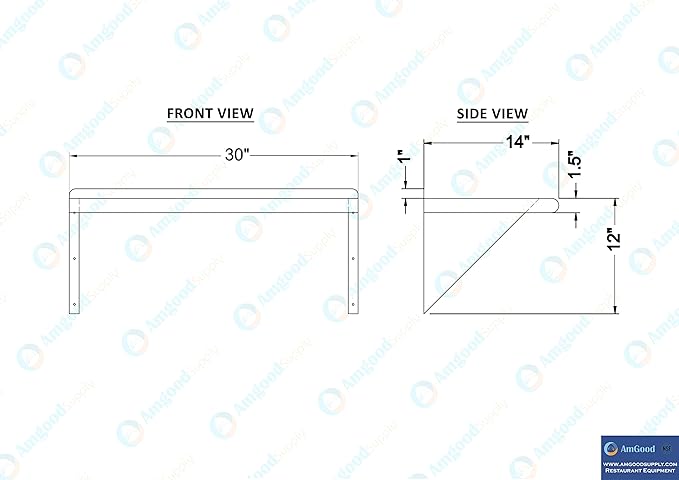 AmGood 30" Long X 14" Deep Stainless Steel Wall Shelf | NSF Certified | Appliance & Equipment Metal Shelving | Kitchen, Restaurant, Garage, Laundry, Utility Room