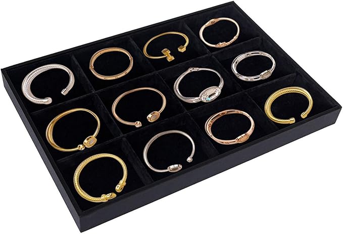 Stratalife Jewelry Tray Bracelet Holder Stackable Jewelry Organizer Removable Jewelry Display Drawer Organizer Holder Storage Show Case (12 Grid)