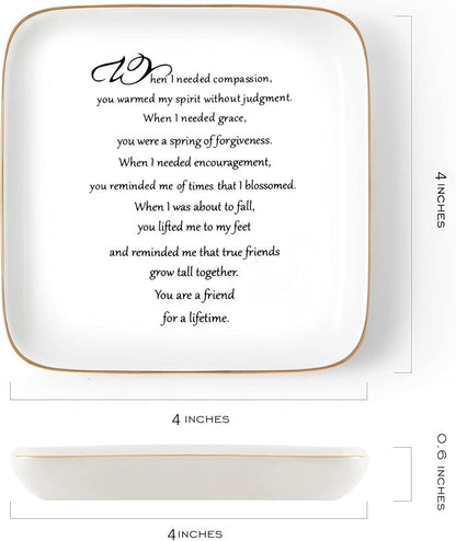 PUDDING CABIN Friend Gifts for Women You are a Friend for a Life Time Friendship Birthday Gifts for Friends Female, BFF Gift for Her, Personalized Ring Dish