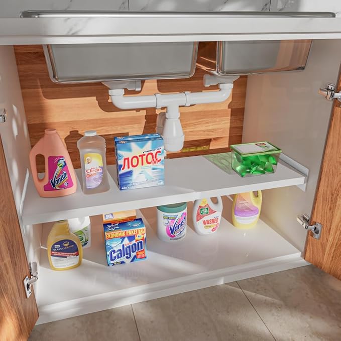 26-38in Expandable Shelf,Tension Shelves for Closet,Expandable Shelf for Cabinet Cabinet Pantry, 11.8" D,1pack