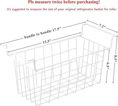 Chest Freezer Baskets 17.5 Inch, Chest Freezer Organizer Bins Metal Wire Storage Baskets with Hanging Handles for Deep Freezer, Set of 2
