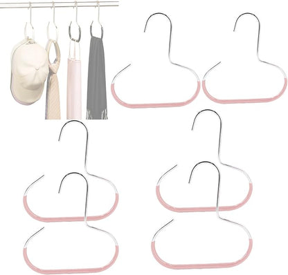 Durable Steel Hangers Maximize Closet Space with Versatile Storage, Hat Organizer Durable Stainless Steel, Durable Steels Hangers for Caps, Ties, Scarves, Clothes (Pink,6 pcs)