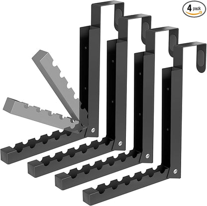 WLCSNG 4 Pack Over The Door Hanger, Folding Over The Door Drying Rack for Laundry,Overdoor Hanger Hook,Small Clothes Drying Rack for Dorm Portable Black