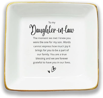 HatafaFurni Daughter In Law Gift, Ring Dish, Jewelry Dish, Present For Daughter In Law, Daughter In Law Birthday Gift, Bonus Daughter Gift, Future Daughter Gift From Mother In Law, White, mil01
