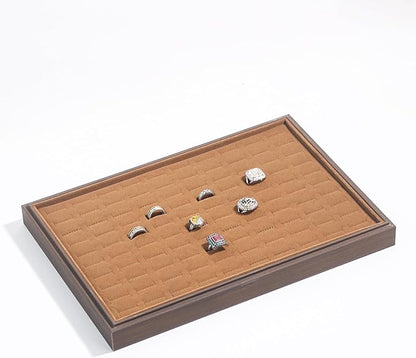 2Pcs/Set Ring Organizer Tray, Stackable Jewelry Organizer Trays for Drawer,100 Slots Wood Rings Earring Stud Jewelry Displays for Store Selling or Home Show