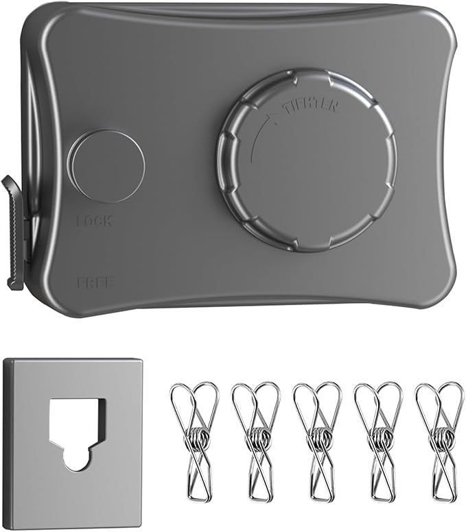 Retractable Clothesline Clothes Line Retracting Outdoor Indoor,Anti Sagging Waterproof Lock Enhancement Grey