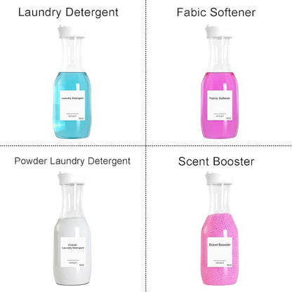 54 OZ Laundry Detergent Dispenser, Laundry Soap Dispenser, Liquid Laundry Detergent Container and Organizer, Clear Plastic Fabric Softener and Laundry Powder Dispenser for Laundry Room, 2Pack