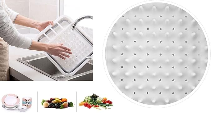 Collapsible Dish Drying Rack with Drain board Set Portable Dish Drainer Foldable Drying Dish Storage Rack Silverware Organizer