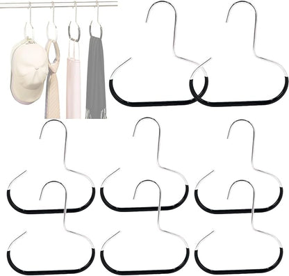 Durable Steel Hangers Maximize Closet Space with Versatile Storage, Hat Organizer Durable Stainless Steel, Durable Steels Hangers for Caps, Ties, Scarves, Clothes (Black,8pcs)