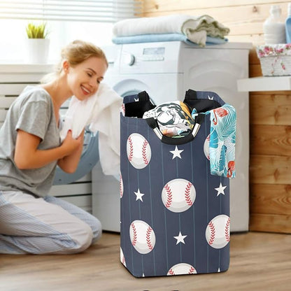 Laundry Storage Basket Basketball Baseball Sport Laundry Hamper Collapsible Organizer for Kids Room Dirty Cloth Toy Dorm Bag with Handle