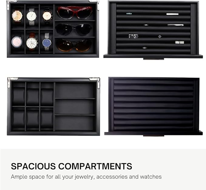 Decorebay Luxury Watch, Sunglasses and Jeweler Display Case and Organizer (Emerald Love)