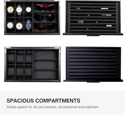 Decorebay Luxury Watch, Sunglasses and Jeweler Display Case and Organizer (Emerald Love)