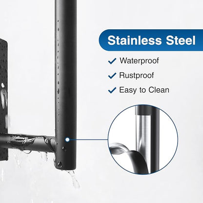 Paper Towel Holder - Self-Adhesive or Drilling, Matte Black Wall Mounted Rack - SUS304 Stainless Steel Kitchen Roll Dispenser Under Cabinet