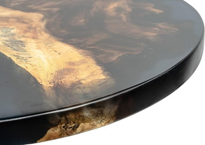 Handmade Reversible 16" Wood and Epoxy Resin Lazy Susan, Turntable for Kitchen Countertop, Rotating Display Stand, Round Wooden Platter, Organizer and Storage for Dining Table, Home Decor (Clear Grey)