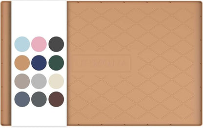 URMONA Under Sink Mat for Kitchen Waterproof, 34" x 22" Silicone Under Sink Mat for Shelf Liner Organizer, Cabinet Sink Protector Under Sink Liner for Bottom Kitchen, Bathroom(Khaki)