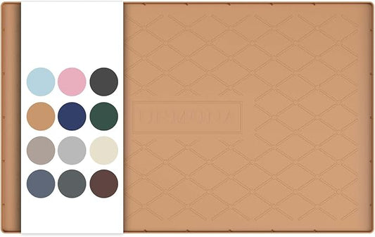 URMONA Under Sink Mat for Kitchen Waterproof, 34" x 22" Silicone Under Sink Mat for Shelf Liner Organizer, Cabinet Sink Protector Under Sink Liner for Bottom Kitchen, Bathroom(Khaki)