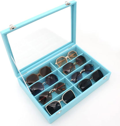 KLOUD City Velvet Sunglasses Organizer, Glasses Storage Box Sunglasses Storage Holder Box,Glasses Display Case with 8 Slots