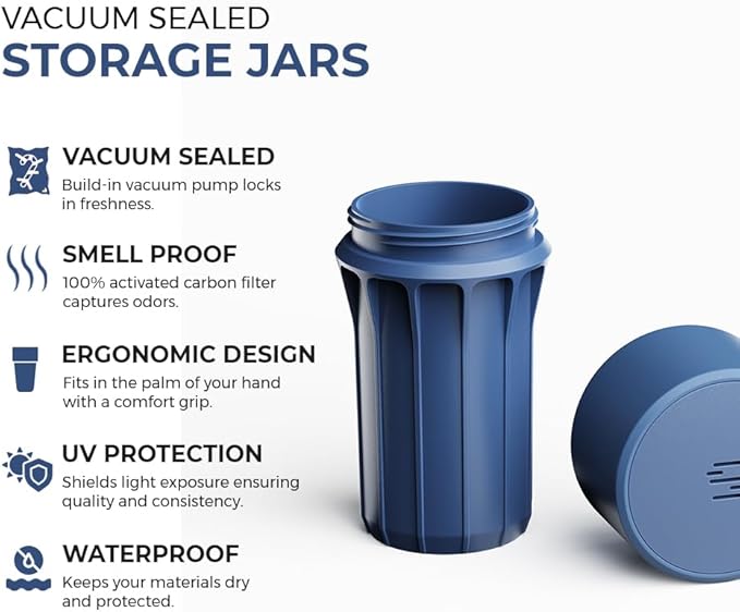 Staze Preserve Vacuum Sealed Storage Jars (148ml) | Herb Storage & Food Storage Container with Protection - (MIDNIGHT TRIO)