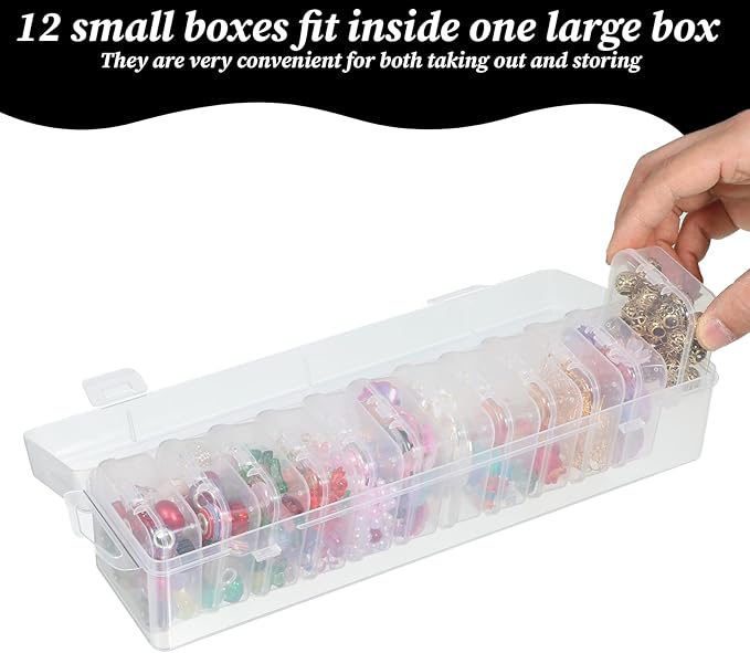 13 PCS Bead Organizer Box Clear Plastic Bead Storage Box Mini Storage Containers for Jewelry Making, DIY Crafts, Small Parts Organization