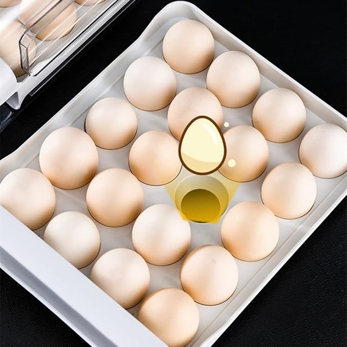 TEFU Upgrade 40 Grid Egg Storage Double-Layer Drawer Type Egg Box for Fridge Transparent Egg Container Shelf Saving Kitchen Egg Storage Box,Durable Sturdy Compact and Space-Saving Egg Storage Box