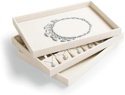 Oirlv Stackable 12 Girds Jewelry Trays Jewelry Storage Tray Showcase Display Organizer(13.8" X 1.4"X 9.4")