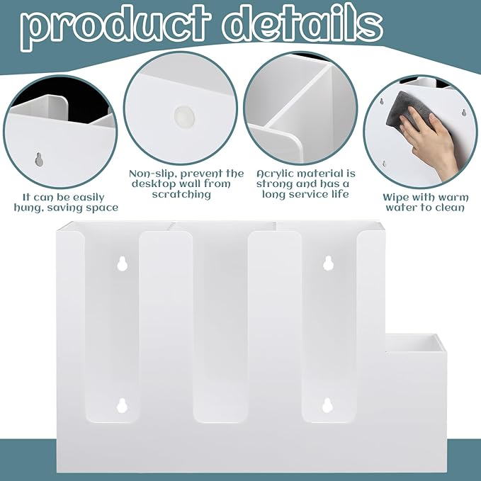 Cunhill 4 Compartments Acrylic Coffee Cup and Lid Storage Organizer Holder Disposable Paper Cup Dispenser Organizer Plastic Lid Holder Accessories for Kitchen Bar Shop Party Supplies (White)
