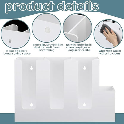 Cunhill 4 Compartments Acrylic Coffee Cup and Lid Storage Organizer Holder Disposable Paper Cup Dispenser Organizer Plastic Lid Holder Accessories for Kitchen Bar Shop Party Supplies (White)