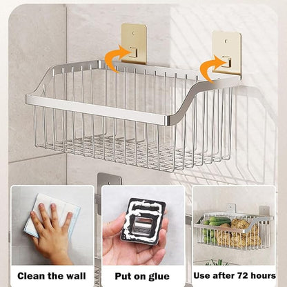 SUS304 Stainless Steel Wire Basket, Hanging Wall Organizer Cabinet Storage Basket, Wall Mounted Shelves for Home Kitchen Bathroom, 2-Pack
