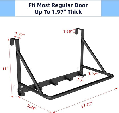 CHJgroup Over The Door Clothes Hanger, Metal Clothes Rack for Door with 5 Hooks, Over The Door Hanger for Bathroom, Laundry, Bedroom, Washroom, Fits Door Up to 1.97", Matte Black