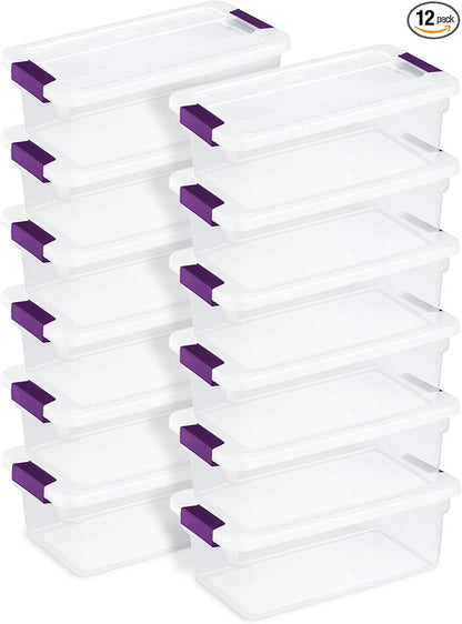 Sterilite 12-Pack 6 Quart ClearView Latch Box, Stackable Organizer Bins with Latching Lids - Clear Plastic Organization Containers for Closet, Bedroom, Shelving Units and Everyday Home Storage