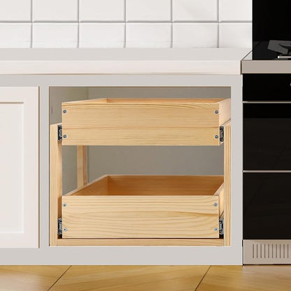 Pull Out Cabinet Organizer 20''W×21''D×16''H Soft Close Slide Out Wood Drawer Shelves for Kitchen, Finished, Bottom Assembly(Cabniet Require Opening >20.5'', Depth>21.5'', Height>16.5'')