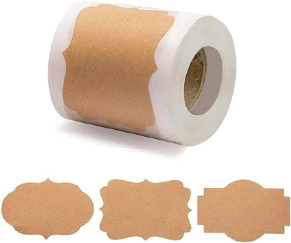 300 Pcs 2'' x 3''Natural Kraft Tags Sticker Self-Adhesive Customize Holiday Gift Stickers Labels for Jars Christmas Gift Name Tags Mason Jars